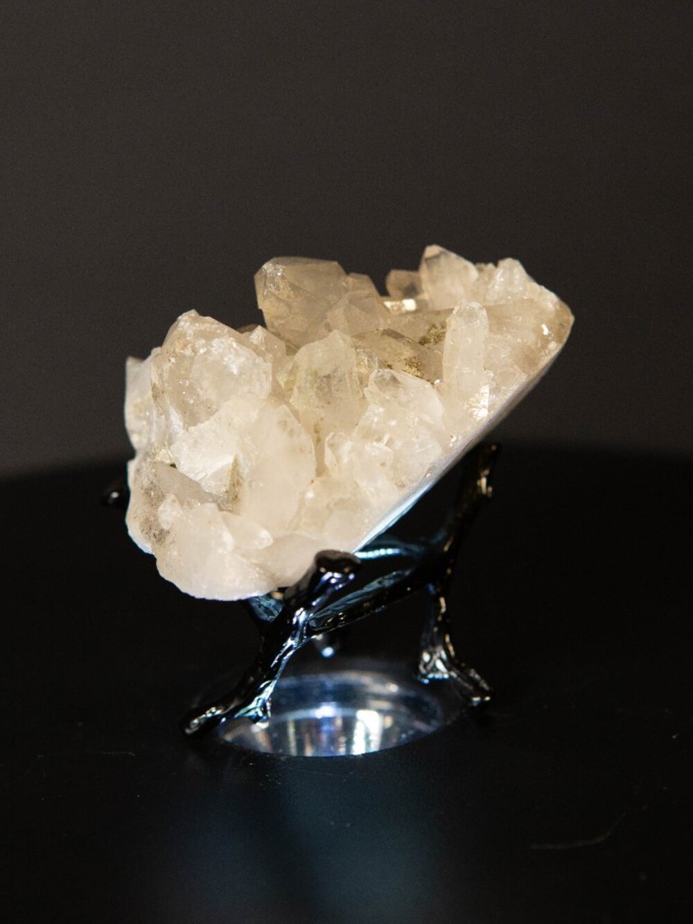 Raw Clear Quartz Geode Crystal Cluster + Display Stand ✨ 2.5"